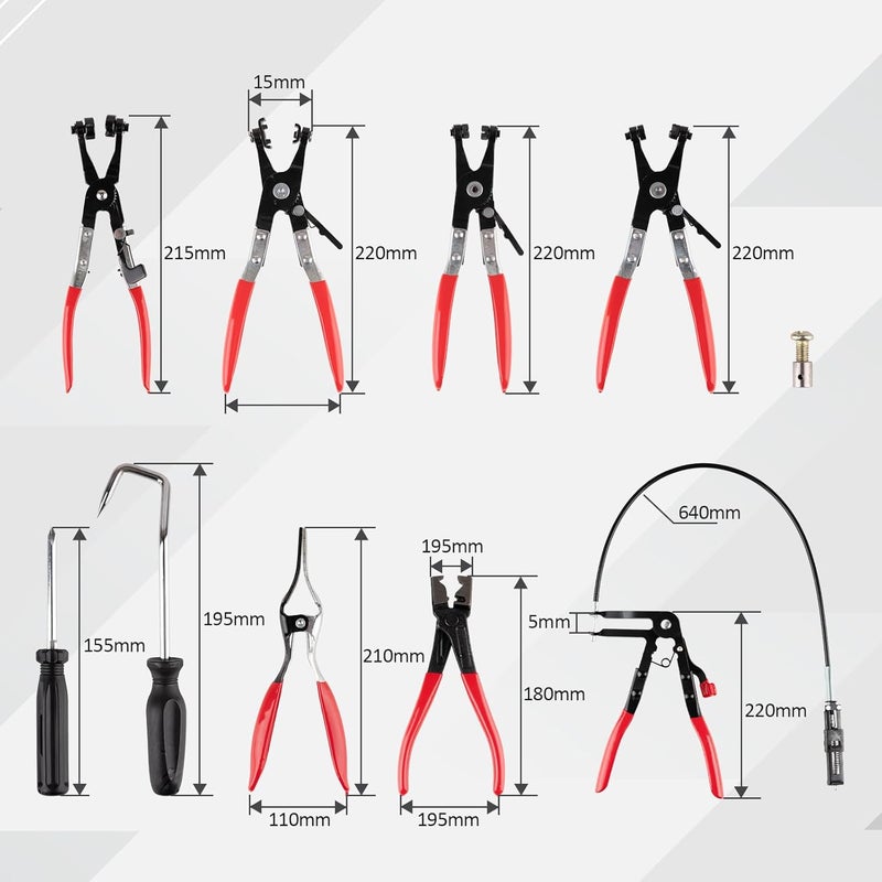ppkbbeb 9PCS Hose Clamp Pliers Set, Hose Clamp Removal Tool for Automotive, Flexible Removing Clamps Pliers Automotive for Coolant Radiator Heater and Water Hose - Image 5